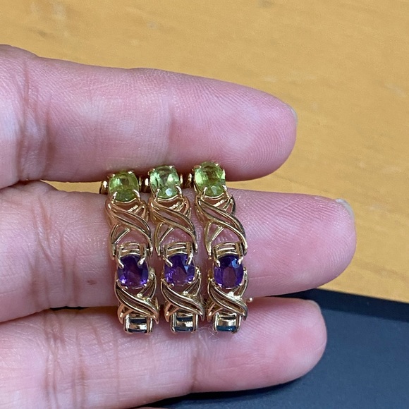 Solid 14k Gold Multi Gemstone Bracelet w/ Amethyst Citrine Topaz Peridot - Picture 5 of 8